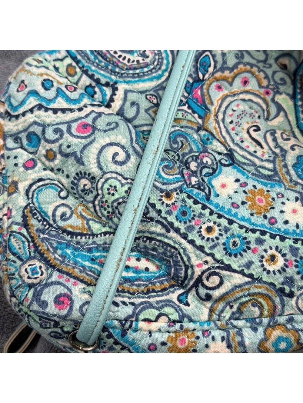 Vera Bradley RFID All in One Crossbody Bag Quilted Paisley Turquoise Blue Wallet